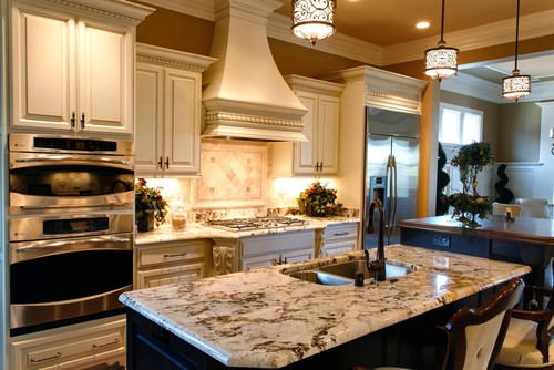 Delicatus Granite with cream cabinets